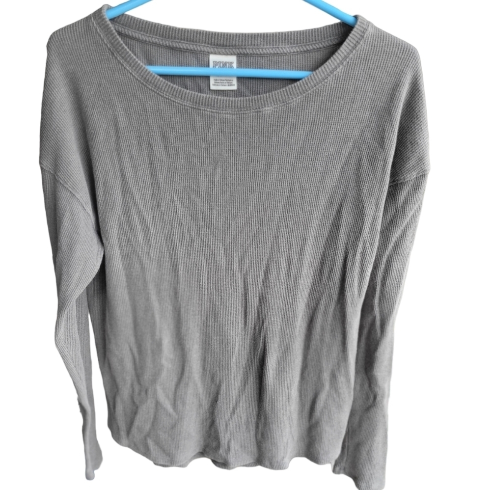 PINK Victoria secret gray thermal top size L